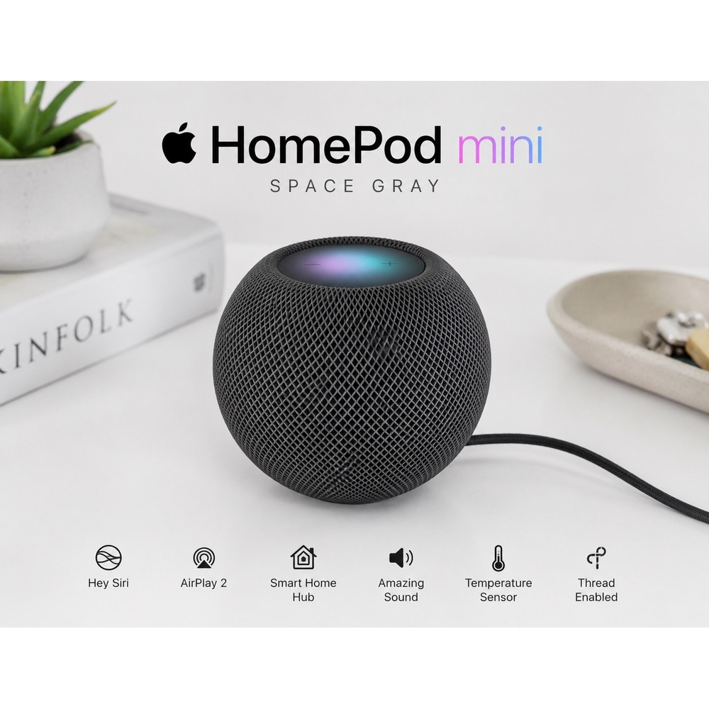 Apple HomePod mini Space Gray A2374 Smart Speaker Siri WiFi Bluetooth Tested